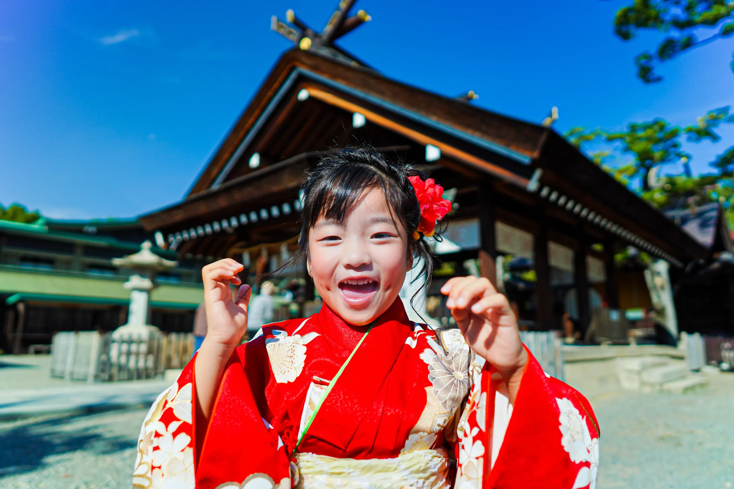 堺市大鳥大社にて七五三写真撮影