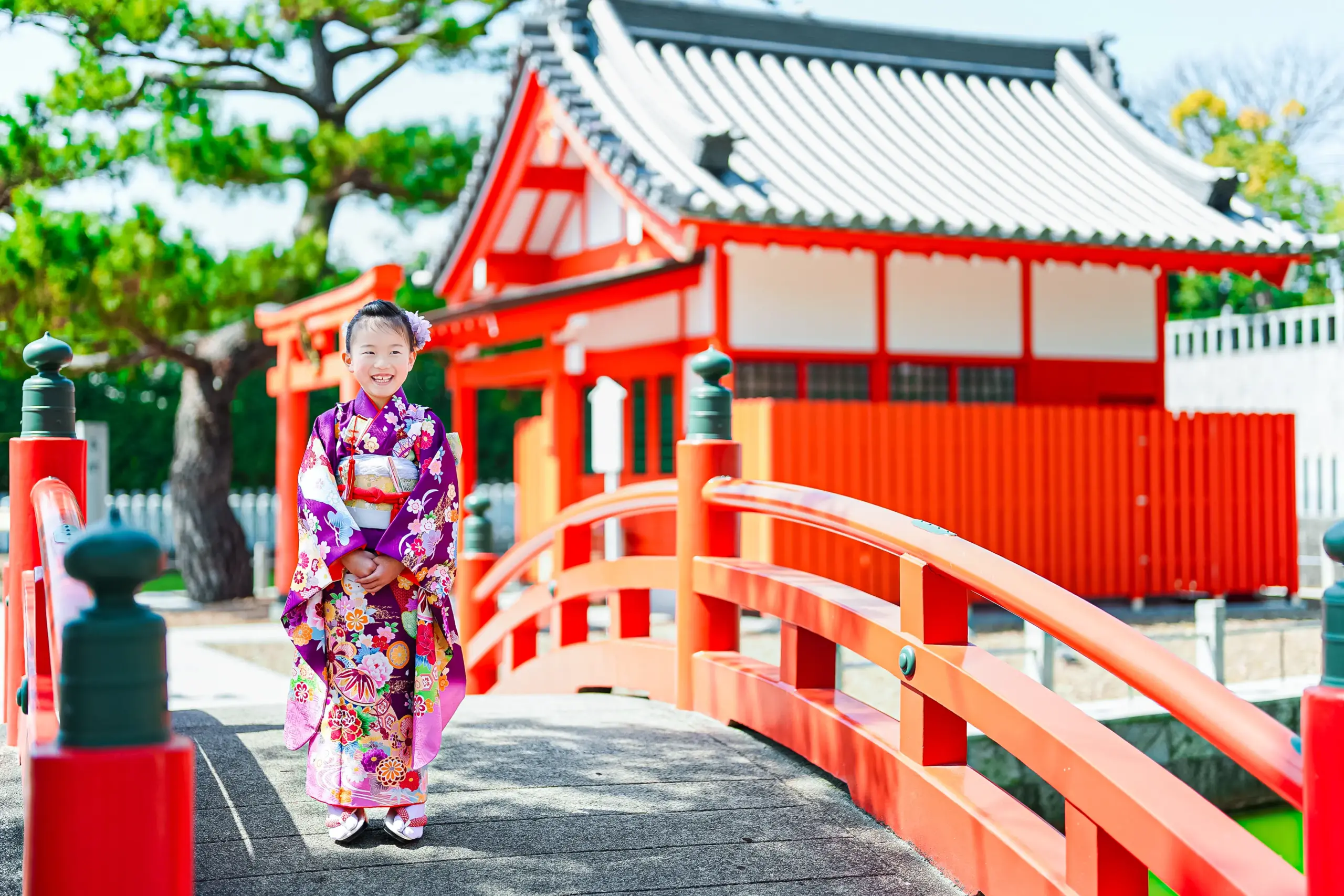 堺市百舌鳥八幡宮にて七五三の写真撮影。写真館FYS Photographyの七五三出張撮影。